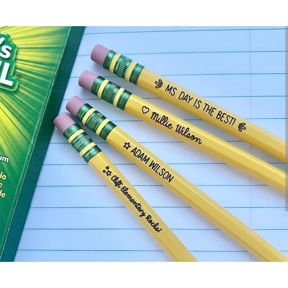 Personalized pencils. Pack of 10. Mix and match colors
